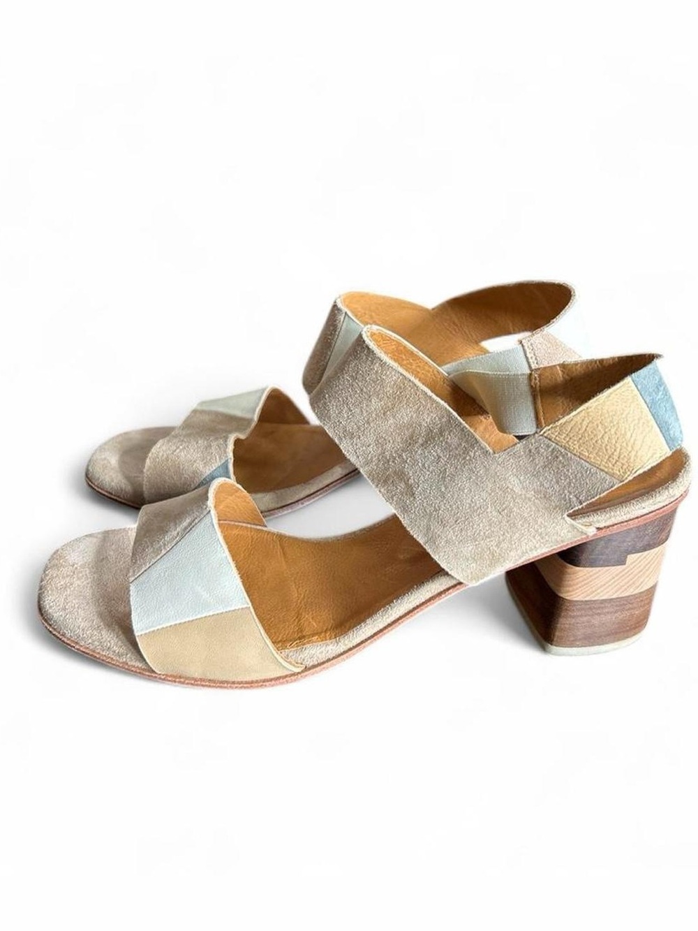 Coclico Banks Women’s Neutral Block Suede 2.5 Heel - Beige Multi sustainable